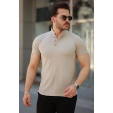 Pazarcan Erkek Hakim Yaka Dokuma Pamuklu Kumaş Kısa Kollu T-Shirt