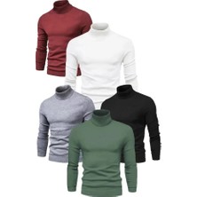 Pazarcan 5 Adet Unisex Kaşkorse Boğazlı Full Likralı Fitilli Body Kazak