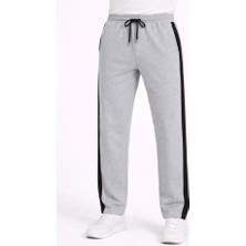 Pazarcan Erkek Yandan Şeritli Boru Paça Eşofman Altı 3 Iplik Pamuklu Eşofman - Gri