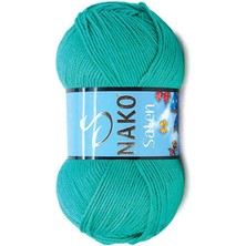 Nako Saten (5 Adet) 4240 Cam Göbeği Yeşili Renk  El Örgü Ipliği