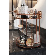 Çok Amaçlı 2 Katlı Banyo ve Takı Organizeri, Rose Gold Tasarım