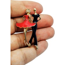 BB Bi Butik Shop Romantik Dans Eden Çift Figürlü Zarif Tasarım Broş