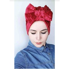 Butik Ayvitrin Kadın Kadife Fiyonklu ve Çapraz Bone