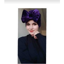 Butik Ayvitrin Kadın Kadife Fiyonklu ve Çapraz Bone