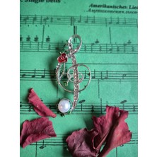 Müziğin Sihiri Sizlerle Broş Sol Anahtarı Silver