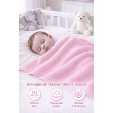 Luna Çeyiz Hediyelik Story Baby Triko Bebek Battaniyesi 80X80 cm - Pembe - Yumuşak Örgü Bebek Battaniye