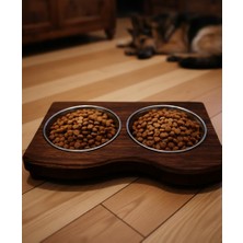 Efholde Doğal Masif Ahşap Kedi Köpek Mama Kabı Su Tası Standı Büyük Boy Pet Shop