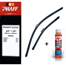 Phaff Dacia Sandero Stepway 3 (2021-2024) Ön Silecekleri (Sol Sağ 600MM+400MM) ve Börfh 32 ml Konsantre Cam Suyu Şampuanı Seti