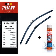 Phaff Ford Focus 4 (2018-2024) Ön Silecekleri (Sol Sağ 650MM+500MM) ve Börfh 32 ml Konsantre Cam Suyu Şampuanı Seti