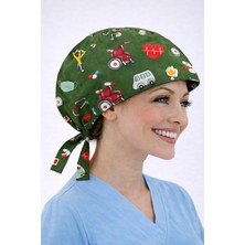 Dr. Mitra Cerrahi Bone Medikal Doktor Hemşire Hastane Bonesi Unisex -Siyah Maske Desen