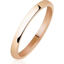 Inure Jewelry 2 mm Düz Bombeli Rose Gümüş Alyans