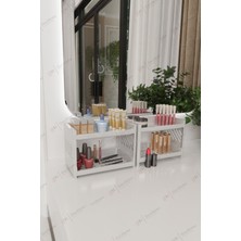 Çift Katlı Çok Amaçlı Makyaj ve Ev Düzenleyici Organizer Beyaz