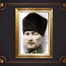 Giyense Özel Seri Altın Paspartulu Çerçeveli Atatürk Tablo N5345