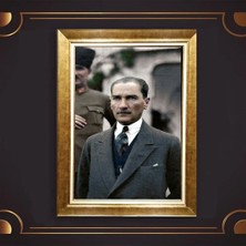 Giyense Özel Seri Altın Paspartulu Çerçeveli Atatürk Tablo N5214