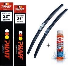 Phaff Peugeot Partner (1999-2007) Ön Silecekleri (Sol Sağ 550MM+530MM) ve Börfh 32 ml Konsantre Cam Suyu Şampuanı Seti