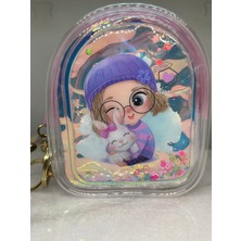 Zd Bellefemme Kız Çocuk Şeffaf Sulu Simli Pullu Hologram Baskı Renkli Cüzdan Çanta Anahtarlık Genç Çanta Süsü