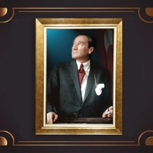 Giyense Özel Seri Altın Paspartulu Çerçeveli Atatürk Tablo N5529
