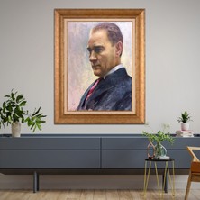 Giyense Özel Seri Altın Paspartulu Çerçeveli Atatürk Tablo N4908