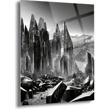 Siyah Beyaz Kristaller Cam Tablo - MOD040