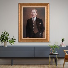 Giyense Özel Seri Altın Paspartulu Çerçeveli Atatürk Tablo N5384