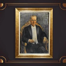 Giyense Özel Seri Altın Paspartulu Çerçeveli Atatürk Tablo N5527