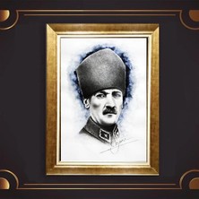 Giyense Özel Seri Altın Paspartulu Çerçeveli Atatürk Tablo N5231