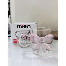 DeGo Shop Pembe Fiyonk Kurdele Figürlü Şık ve Zarif Hediyelik Cam Bardak Kupa 350 ml