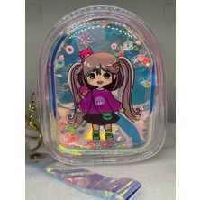 Zd Bellefemme Kız Çocuk Şeffaf Sulu Simli Pullu Hologram Baskı Renkli Cüzdan Çanta Anahtarlık Genç Çanta Süsü