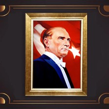 Giyense Özel Seri Altın Paspartulu Çerçeveli Atatürk Tablo N5105