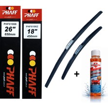 Phaff Honda Civic 9 Hb (2012-2017) Ön Silecekleri (Sol Sağ 650MM+450MM) ve Börfh 32 ml Konsantre Cam Suyu Şampuanı Seti