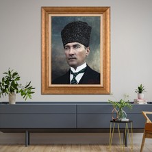 Giyense Özel Seri Altın Paspartulu Çerçeveli Atatürk Tablo N5381