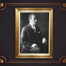 Giyense Özel Seri Altın Paspartulu Çerçeveli Atatürk Tablo N5481