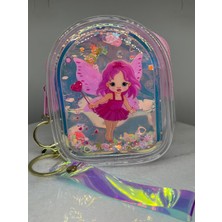 Zd Bellefemme Kız Çocuk Şeffaf Sulu Simli Pullu Hologram Baskı Renkli Cüzdan Çanta Anahtarlık Genç Çanta Süsü