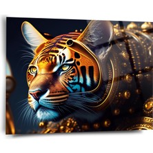 Güçlü Kaplan Suratı Cam Tablo - MOD022