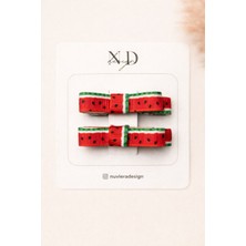 Nuviera Design Karpuz Desenli Saç Tokası Klipsli - 2'li Set