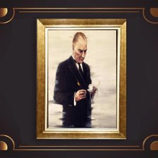 Giyense Özel Seri Altın Paspartulu Çerçeveli Atatürk Tablo N5018