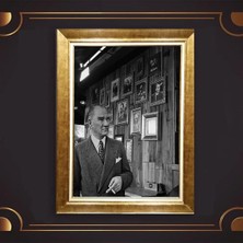 Giyense Özel Seri Altın Paspartulu Çerçeveli Atatürk Tablo N5028