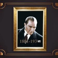 Giyense Özel Seri Altın Paspartulu Çerçeveli Atatürk Tablo N5081