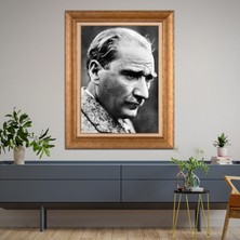 Giyense Özel Seri Altın Paspartulu Çerçeveli Atatürk Tablo N4906