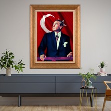 Giyense Özel Seri Altın Paspartulu Çerçeveli Atatürk Tablo N5005