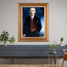 Giyense Özel Seri Altın Paspartulu Çerçeveli Atatürk Tablo N5595
