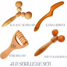 PremiumPort 4’lü Maderoterapi Seti – Doğal Ahşap Masaj ve Şekillendirme