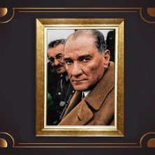 Giyense Özel Seri Altın Paspartulu Çerçeveli Atatürk Tablo N5123