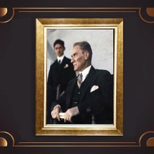 Giyense Özel Seri Altın Paspartulu Çerçeveli Atatürk Tablo N5297