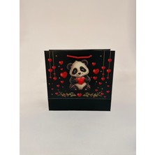 Zarf Atölyesi Panda&kalp Desenli Karton Hediye Çanta(3 Lü)