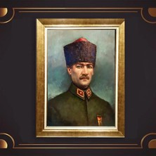 Giyense Özel Seri Altın Paspartulu Çerçeveli Atatürk Tablo N5493