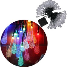 365Dükkan Powermaster PM-29078 8 Modlu Solar 12M Renkli Su Damlası LED Zinciri - Su Geçirmez Bahçe ve Balko