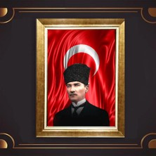 Giyense Özel Seri Altın Paspartulu Çerçeveli Atatürk Tablo N5518