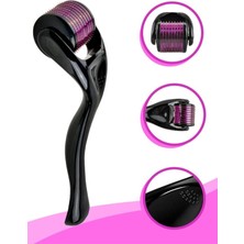 PremiumPort Siyah Uçlu Dermaroller Iğneli Masaj Aleti, Saç ve Sakal Bakım Tarağı