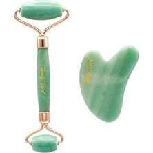 PremiumPort Aventurin Roller ve Gua Sha Yüz Masaj Rulosu, Anti-Aging ve Toksin Atıcı